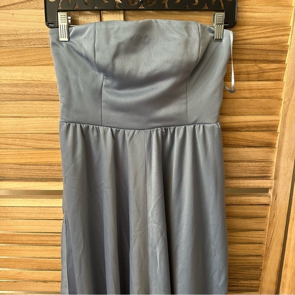 BHLDN Elsie Straight-Neck Satin A-Line Gown in blue size 2 - Picture 5 of 10